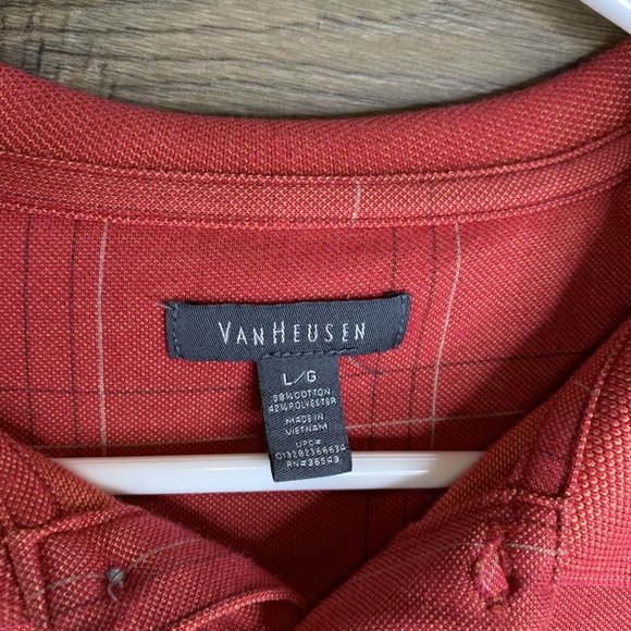 Van Heusen Polo Mens Size L Plaid Short Sleeve Shirts 1 Red & 1 Grey Lot Of 2 - Picture 12 of 15